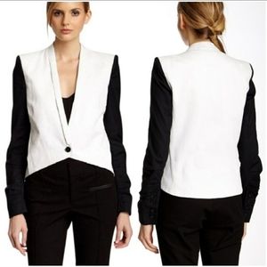 Helmut Lang Edgy Blazer Black and White Cotton Linen Blend